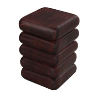 Zyra 18" Side End Table | Sculptural Stacked Design |  Dark Cherry Brown Acacia Wood - UPT-326717