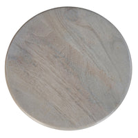 Tia 12 Inch Round Side End Table, Turned Pedestal Base, Beige Mango Wood in Natural Brown Finish - UPT-326718