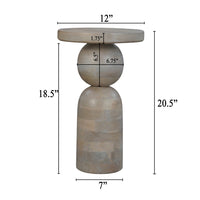 Tia 12 Inch Round Side End Table, Turned Pedestal Base, Beige Mango Wood in Natural Brown Finish - UPT-326718