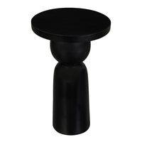 Tia 12 Inch Round Side End Table with Turned Pedestal Base, Mango Wood in Matte Black Finish By The Urban Port - UPT-326719
