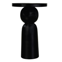 Tia 12 Inch Round Side End Table with Turned Pedestal Base, Mango Wood in Matte Black Finish By The Urban Port - UPT-326719