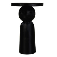 Tia 12 Inch Round Side End Table with Turned Pedestal Base, Mango Wood in Matte Black Finish By The Urban Port - UPT-326719