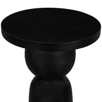 Tia 12 Inch Round Side End Table with Turned Pedestal Base, Mango Wood in Matte Black Finish By The Urban Port - UPT-326719