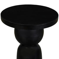 Tia 12 Inch Round Side End Table with Turned Pedestal Base, Mango Wood in Matte Black Finish By The Urban Port - UPT-326719