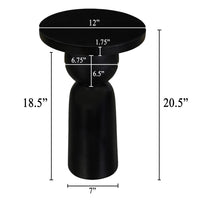 Tia 12 Inch Round Side End Table with Turned Pedestal Base, Mango Wood in Matte Black Finish By The Urban Port - UPT-326719