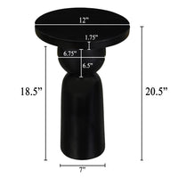 Tia 12 Inch Round Side End Table with Turned Pedestal Base, Mango Wood in Matte Black Finish By The Urban Port - UPT-326719