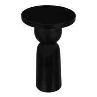 Tia 12 Inch Round Side End Table with Turned Pedestal Base, Mango Wood in Matte Black Finish By The Urban Port - UPT-326719