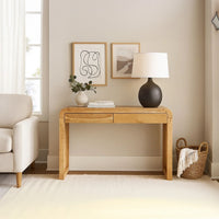 Arlow Console Table | 43" Wide Top | Handcrafted Natural Brown Acacia Wood | Dual Drawer Storage - UPT-327532