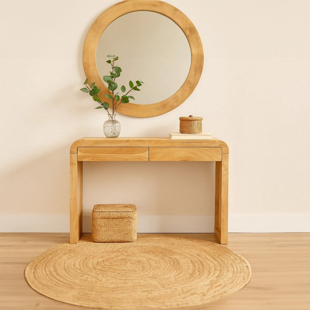 Arlow Console Table | 43" Wide Top | Handcrafted Natural Brown Acacia Wood | Dual Drawer Storage - UPT-327532