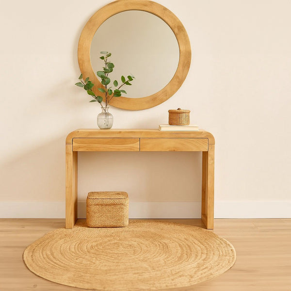 Arlow Console Table | 43" Wide Top | Handcrafted Natural Brown Acacia Wood | Dual Drawer Storage - UPT-327532