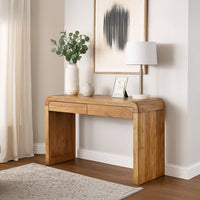 Arlow Console Table | 43" Wide Top | Handcrafted Natural Brown Acacia Wood | Dual Drawer Storage - UPT-327532