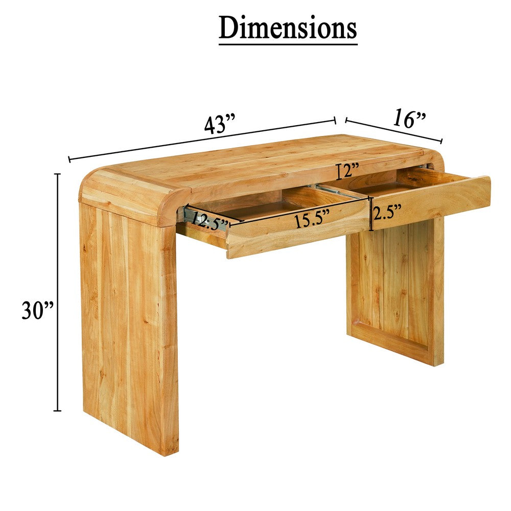 Arlow Console Table | 43" Wide Top | Handcrafted Natural Brown Acacia Wood | Dual Drawer Storage - UPT-327532
