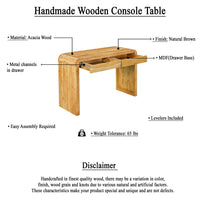 Arlow Console Table | 43" Wide Top | Handcrafted Natural Brown Acacia Wood | Dual Drawer Storage - UPT-327532