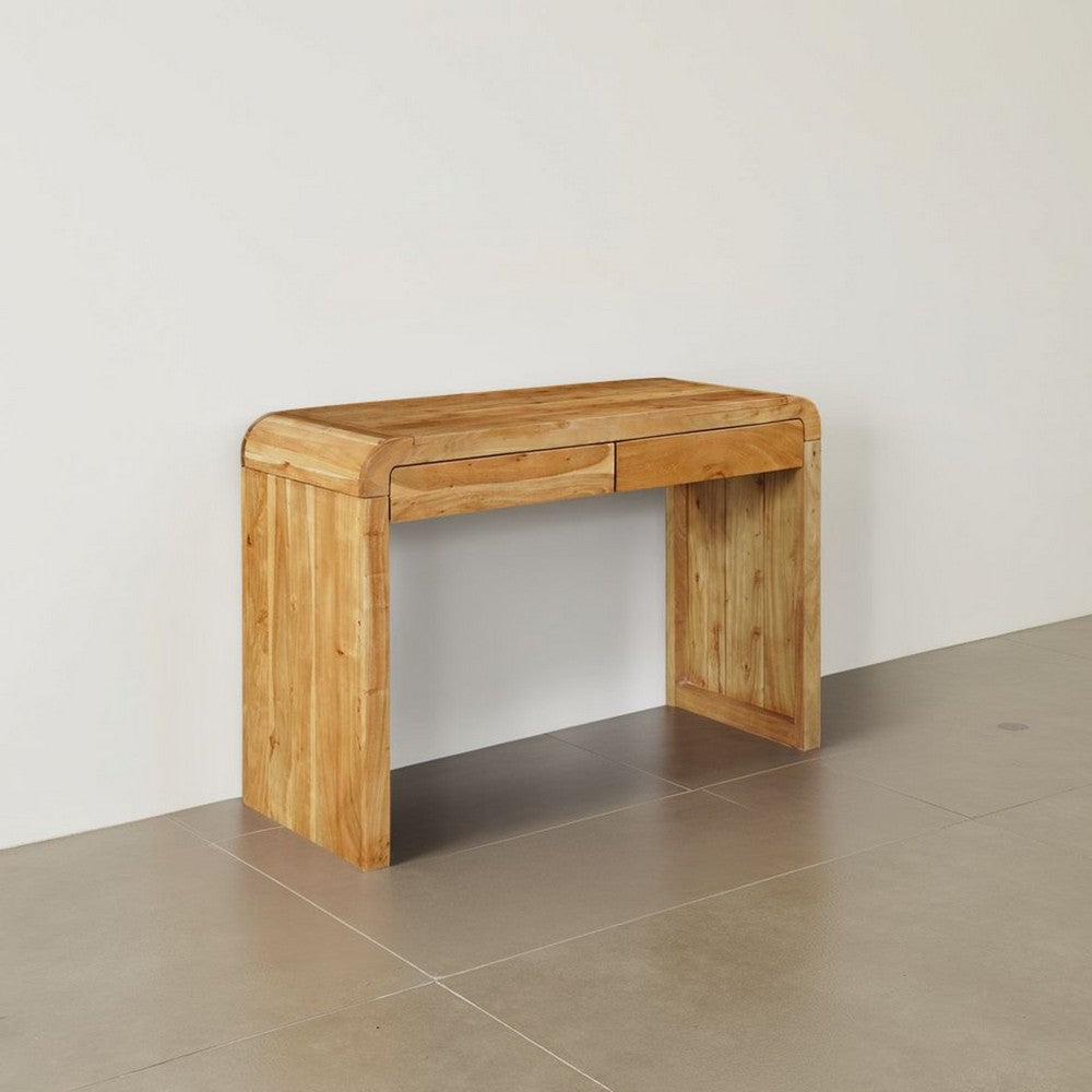 Arlow Console Table | 43" Wide Top | Handcrafted Natural Brown Acacia Wood | Dual Drawer Storage - UPT-327532