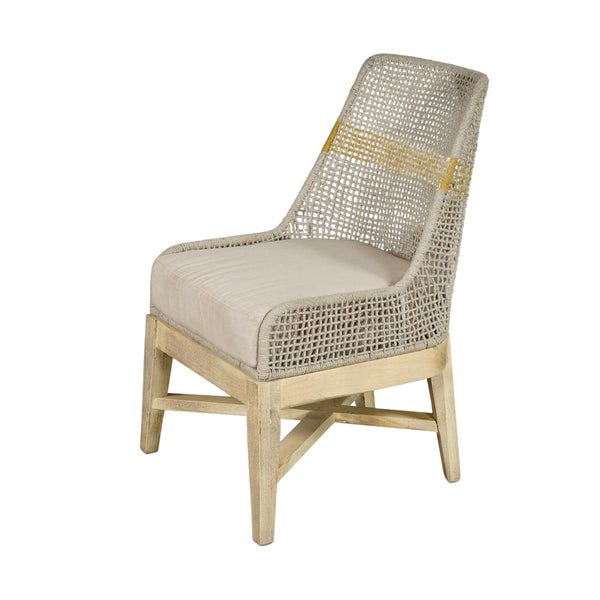 Avira Set of 2 Dining Chairs | Handcrafted Mango Wood | Cotton Rope Weaving | Beige Cushion - UPT-327533-2
