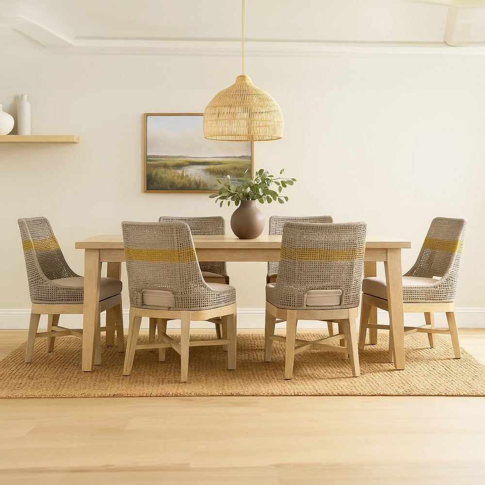 Avira Set of 2 Dining Chairs | Handcrafted Mango Wood | Cotton Rope Weaving | Beige Cushion - UPT-327533-2