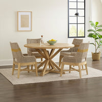 Avira Set of 2 Dining Chairs | Handcrafted Mango Wood | Cotton Rope Weaving | Beige Cushion - UPT-327533-2