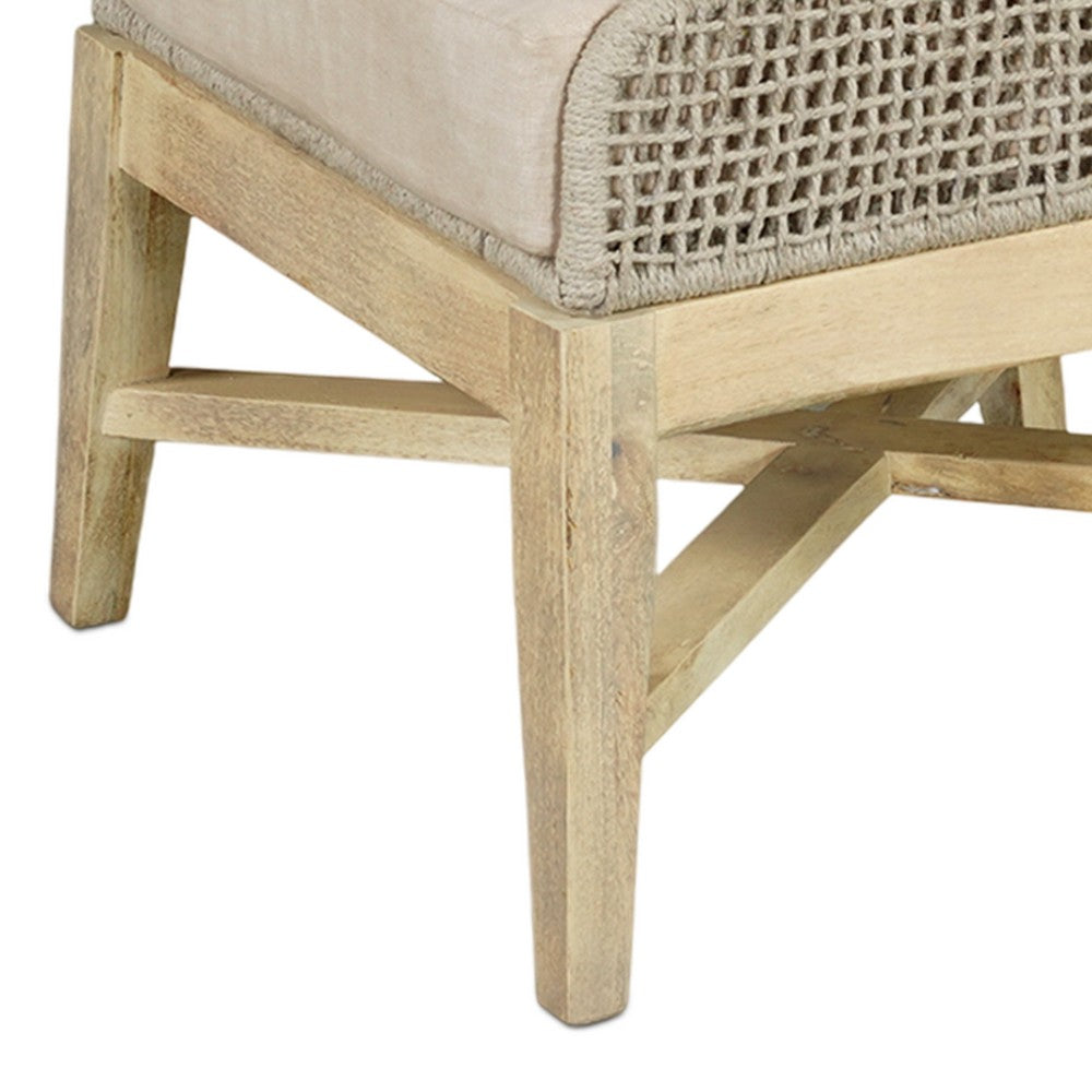 Avira Set of 2 Dining Chairs | Handcrafted Mango Wood | Cotton Rope Weaving | Beige Cushion - UPT-327533-2