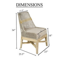 Avira Set of 2 Dining Chairs | Handcrafted Mango Wood | Cotton Rope Weaving | Beige Cushion - UPT-327533-2