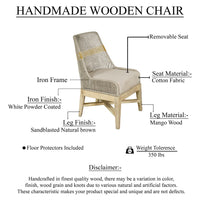 Avira Set of 2 Dining Chairs | Handcrafted Mango Wood | Cotton Rope Weaving | Beige Cushion - UPT-327533-2