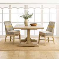 Avira Set of 2 Dining Chairs | Handcrafted Mango Wood | Cotton Rope Weaving | Beige Cushion - UPT-327533-2