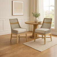Avira Dining Chair | Handcrafted Mango Wood | Cotton Rope Weaving | Beige Cushion - UPT-327533