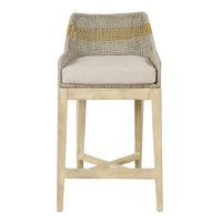 Avira 30 Inch Set of 2 Barstool Chairs | Handcrafted Mango Wood | Cotton Rope Weaving | Beige Cushion  - UPT-327534-2