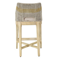 Avira 30 Inch Set of 2 Barstool Chairs | Handcrafted Mango Wood | Cotton Rope Weaving | Beige Cushion  - UPT-327534-2