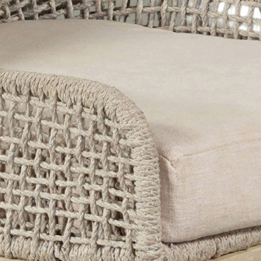 Avira 30 Inch Barstool Chair | Handcrafted Mango Wood | Cotton Rope Weaving | Beige Cushion - UPT-327534