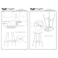 Elira 24" Backless Barstool with Handcrafted Mango Wood Saddle Seat | PVD Coating | Black Iron Legs | Gold Footrest - UPT-327535