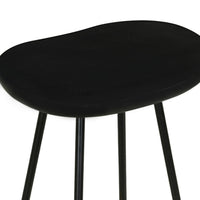 Elira 24" Backless Barstool with Handcrafted Mango Wood Saddle Seat | PVD Coating | Black Iron Legs | Gold Footrest - UPT-327535