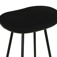 Elira 24" Backless Barstool with Handcrafted Mango Wood Saddle Seat | PVD Coating | Black Iron Legs | Gold Footrest - UPT-327535