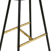 Elira 24" Backless Barstool with Handcrafted Mango Wood Saddle Seat | PVD Coating | Black Iron Legs | Gold Footrest - UPT-327535