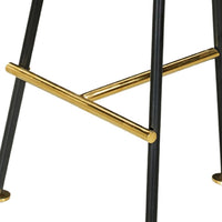 Elira 24.5 Backless Barstool with Round Mango Wood Seat | PVD Coating | Black Iron Legs | Gold Footrest - UPT-327536