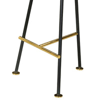 Elira 24.5 Backless Barstool with Round Mango Wood Seat | PVD Coating | Black Iron Legs | Gold Footrest - UPT-327536