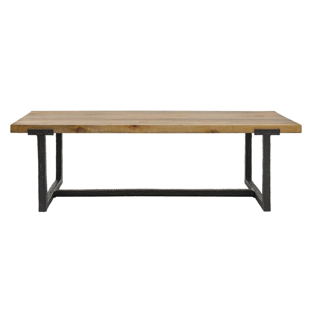 Marlon 48" Coffee Table | Handmade Aluminum Cast Black Frame | Natural Brown Solid Mango Wood Top - UPT-327662