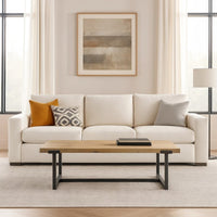 Marlon 48" Coffee Table | Handmade Aluminum Cast Black Frame | Natural Brown Solid Mango Wood Top - UPT-327662