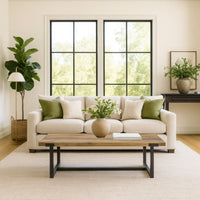 Marlon 48" Coffee Table | Handmade Aluminum Cast Black Frame | Natural Brown Solid Mango Wood Top - UPT-327662