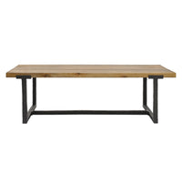 Marlon 48" Coffee Table | Handmade Aluminum Cast Black Frame | Natural Brown Solid Mango Wood Top - UPT-327662