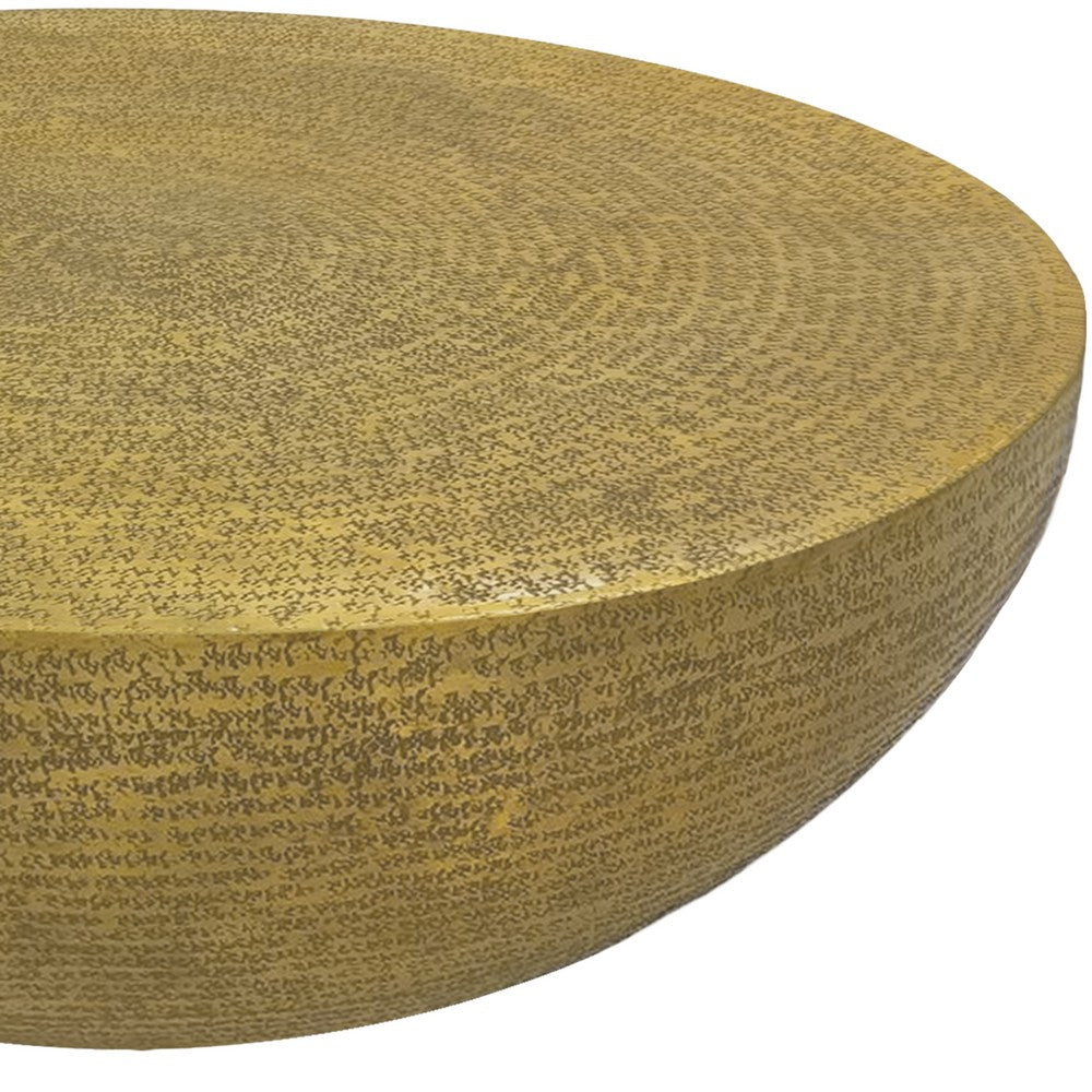 Terminus Coffee Table, 36 Inch Round Bowl Base with Hand Etched Texture, Antique Brass - UPT-327663