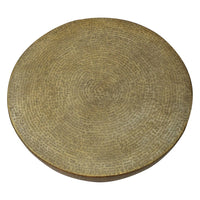 Terminus Coffee Table, 36 Inch Round Bowl Base with Hand Etched Texture, Antique Brass - UPT-327663