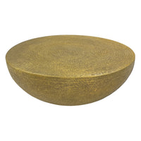 Terminus Coffee Table, 36 Inch Round Bowl Base with Hand Etched Texture, Antique Brass - UPT-327663