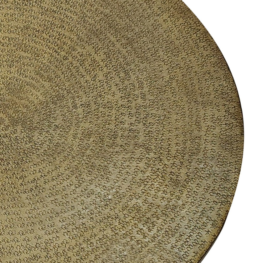 Terminus Coffee Table, 36 Inch Round Bowl Base with Hand Etched Texture, Antique Brass - UPT-327663
