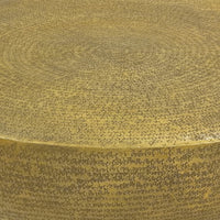 Terminus Coffee Table, 36 Inch Round Bowl Base with Hand Etched Texture, Antique Brass - UPT-327663