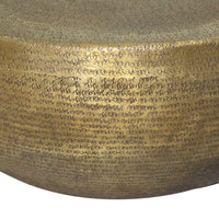 Terminus Coffee Table, 36 Inch Round Bowl Base with Hand Etched Texture, Antique Brass - UPT-327663