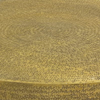 Terminus Coffee Table, 36 Inch Round Bowl Base with Hand Etched Texture, Antique Brass - UPT-327663
