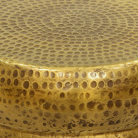 Kvira 16" Round Drum Side End Table | Artisan Hammered Embossed Texture | Antique Gold Brass Finish - UPT-327665