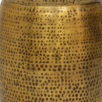 Kvira 16" Round Drum Side End Table | Artisan Hammered Embossed Texture | Antique Gold Brass Finish - UPT-327665