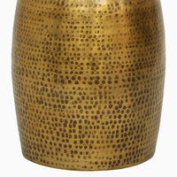 Kvira 16" Round Drum Side End Table | Artisan Hammered Embossed Texture | Antique Gold Brass Finish - UPT-327665