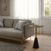 Zavra 14" Side End Table | Aluminum Cast Craftmanship I Antique Brass with Crocodile Pattern - UPT-327666
